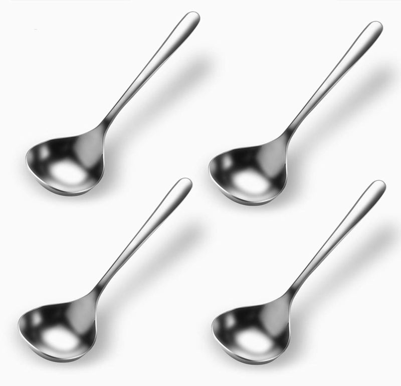 Qualizon 18/8 Stainless Steel Heavy Duty Big Soup Spoon Large Serving Spoon Mini Ladle-7.9inch (4 Packed) - Image 1
